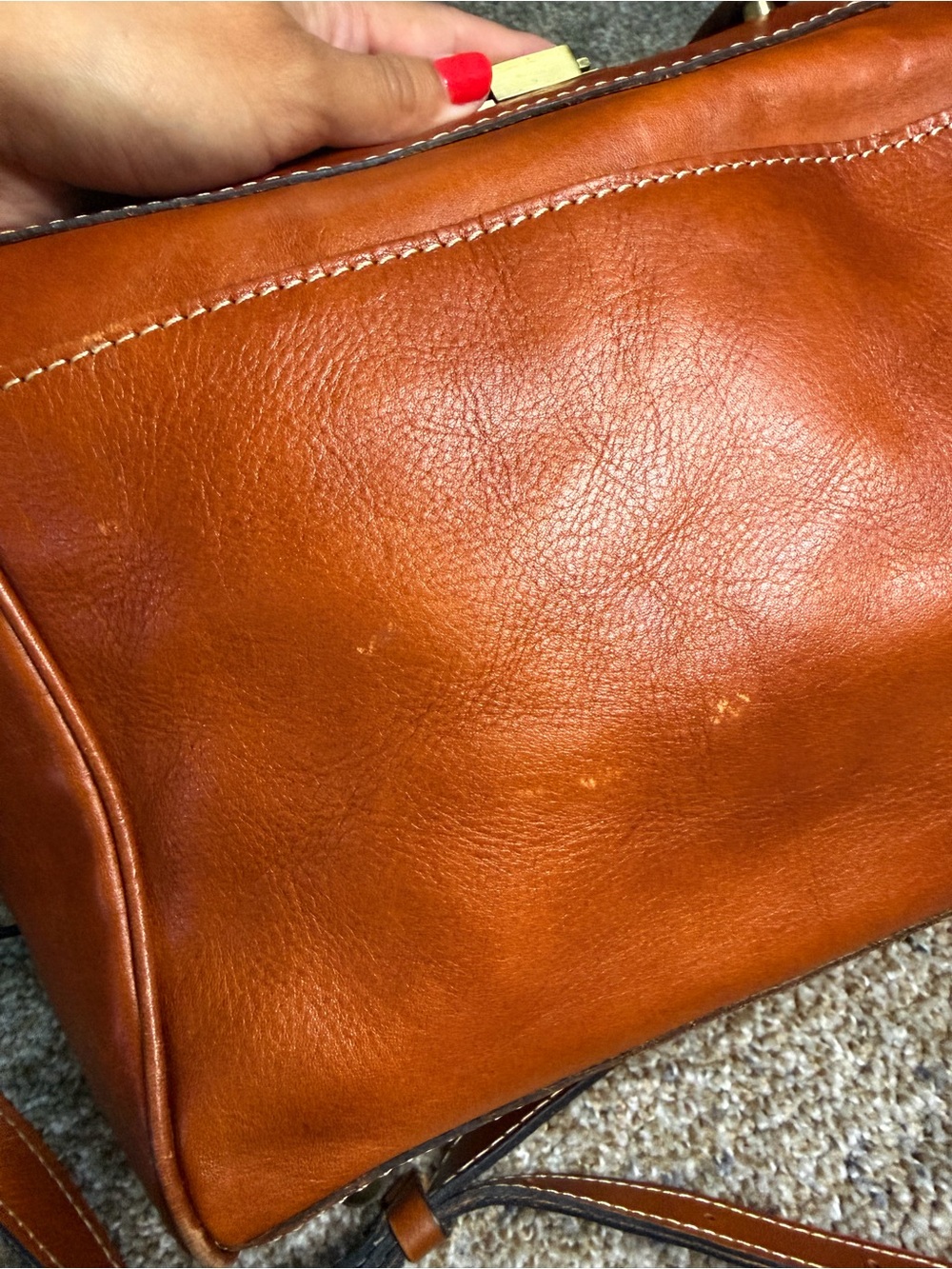 Vintage Patricia Nash Morina Doctor Bag 100% Italian Leather Cognac Tan - Picture 8 of 14